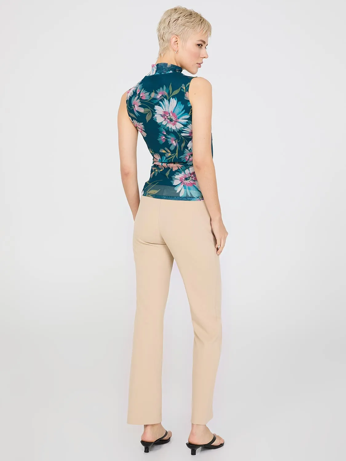 Floral Print Mock Neck Mesh Top sold by Suzy Shier product image thumbnail 4