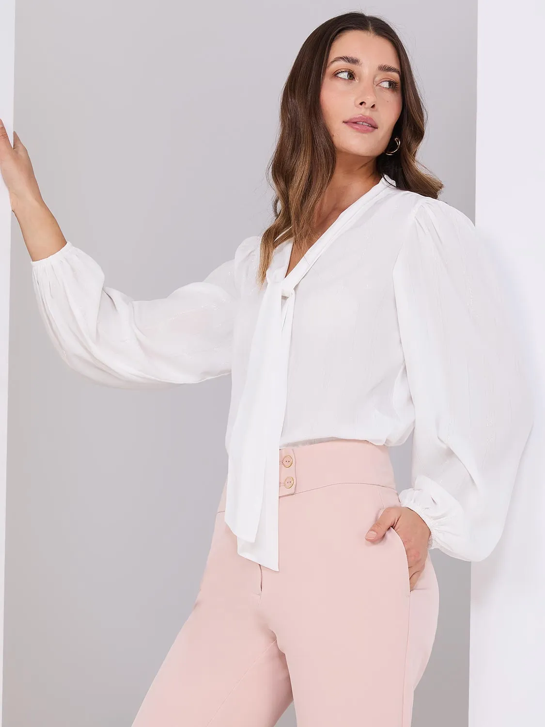 Popover Bow Blouse sold by Suzy Shier product image thumbnail 4