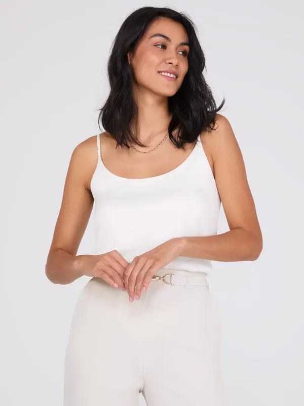 Satin Scoop Neck Tank Top sold by Suzy Shier