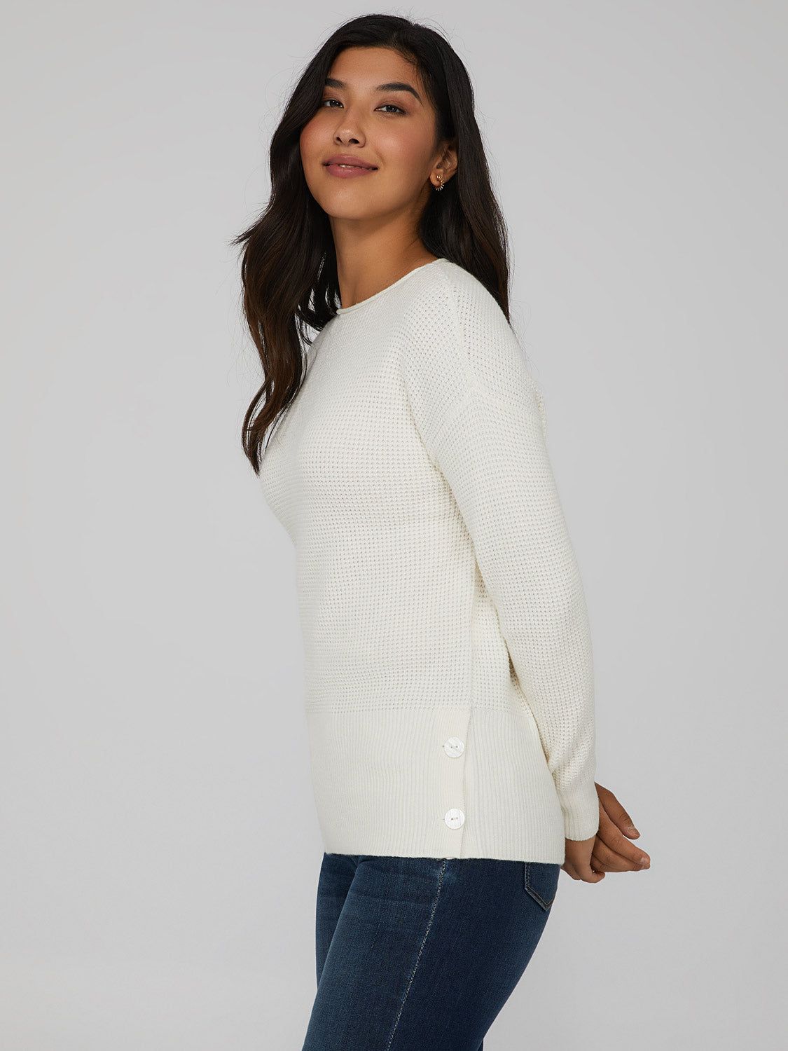 Waffle Knit Side Button Sweater sold by Suzy Shier product image thumbnail 11