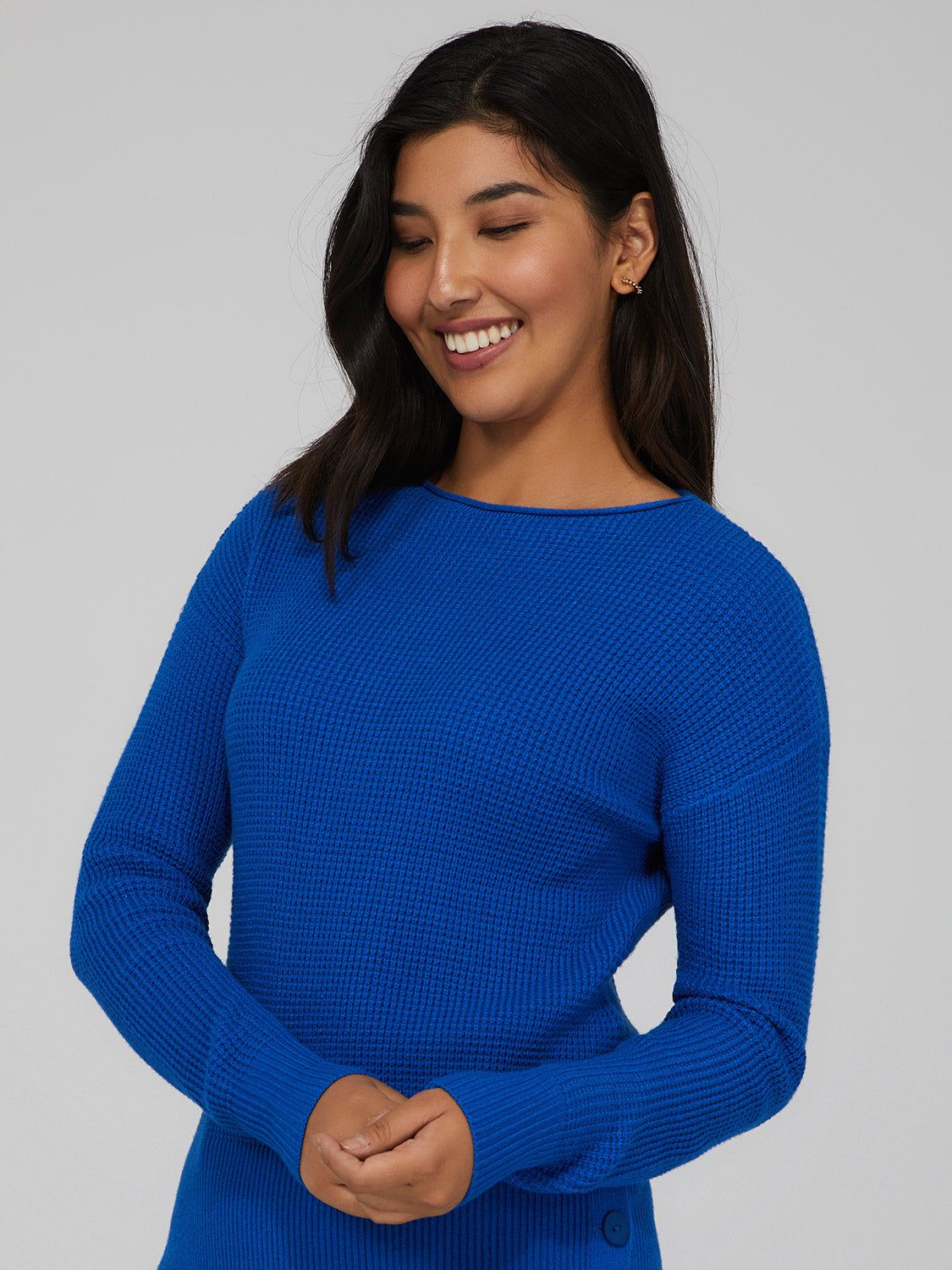 Waffle Knit Side Button Sweater sold by Suzy Shier product image thumbnail 6