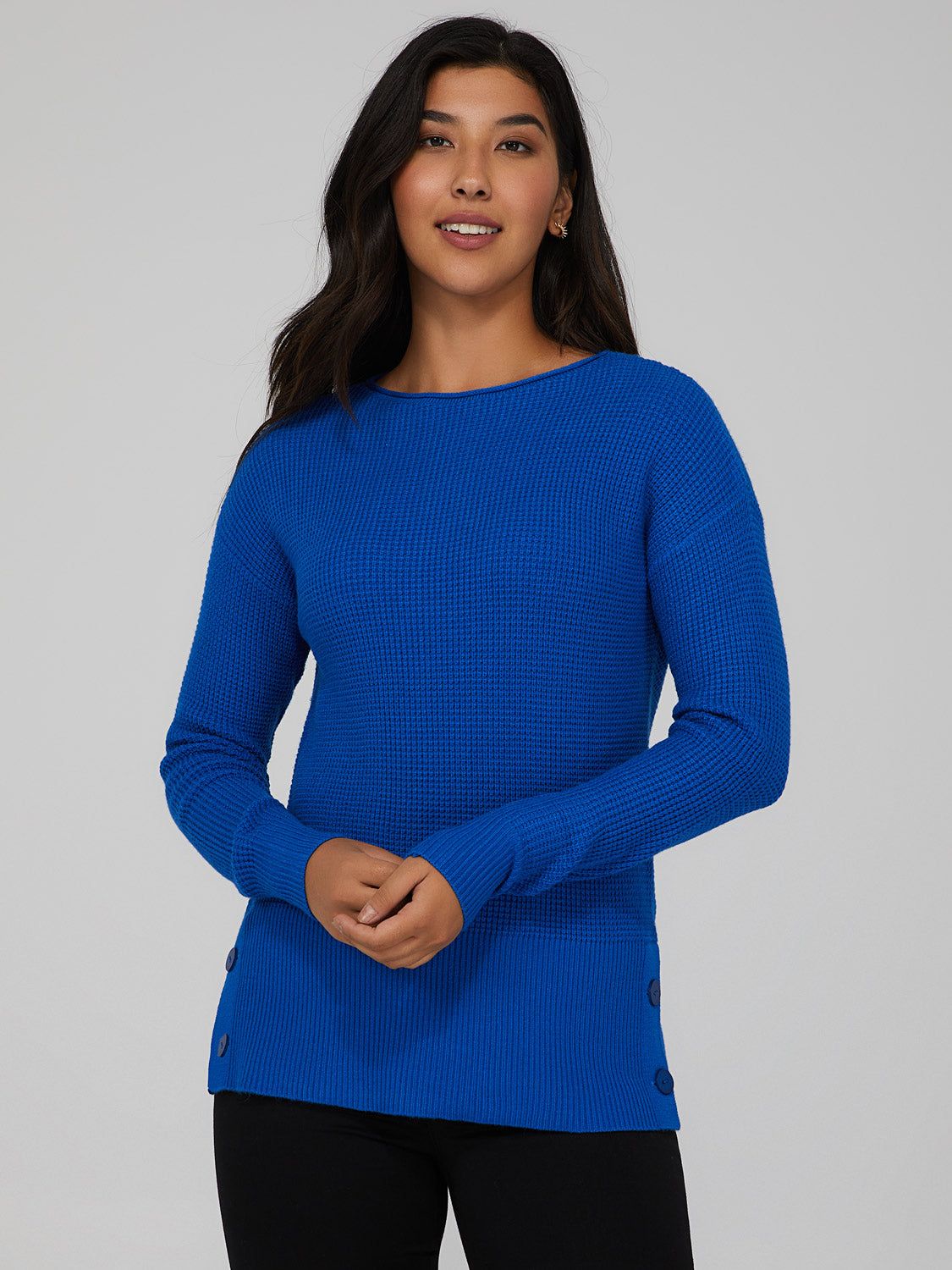 Waffle Knit Side Button Sweater sold by Suzy Shier product image thumbnail 5