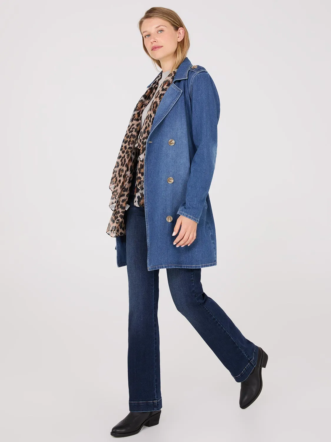 Double-Breasted Denim Trench Coat sold by Suzy Shier product image thumbnail 4