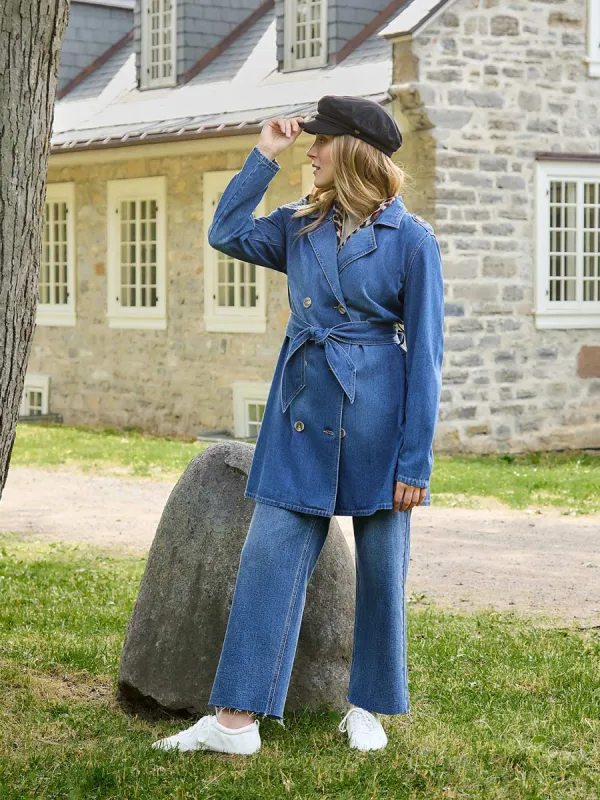 Double-Breasted Denim Trench Coat sold by Suzy Shier