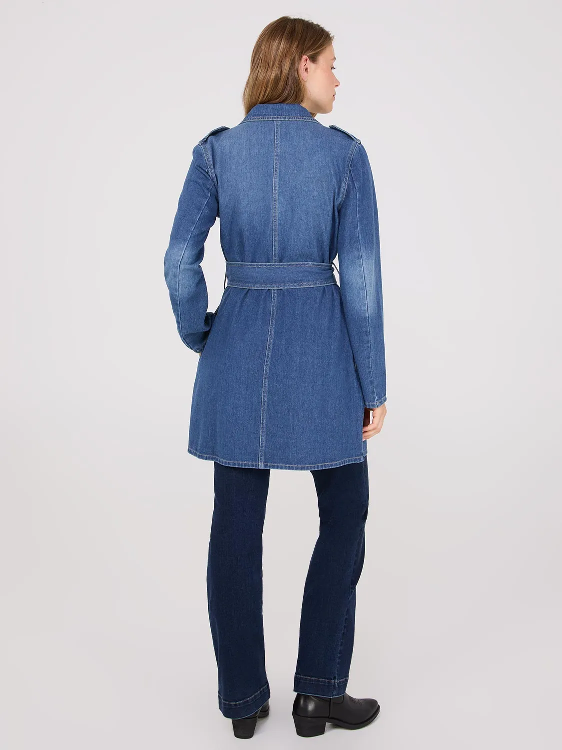 Double-Breasted Denim Trench Coat sold by Suzy Shier product image thumbnail 5