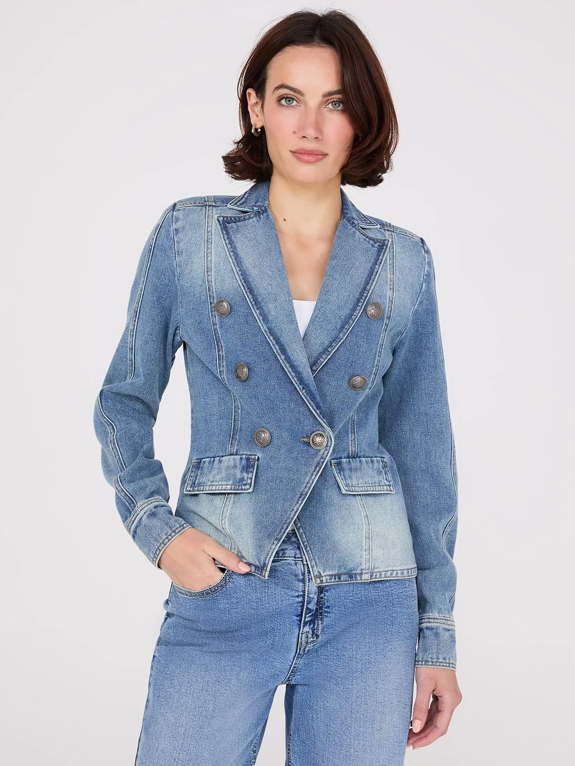 Denim Double-Breasted Blazer sold by Suzy Shier product image thumbnail 2