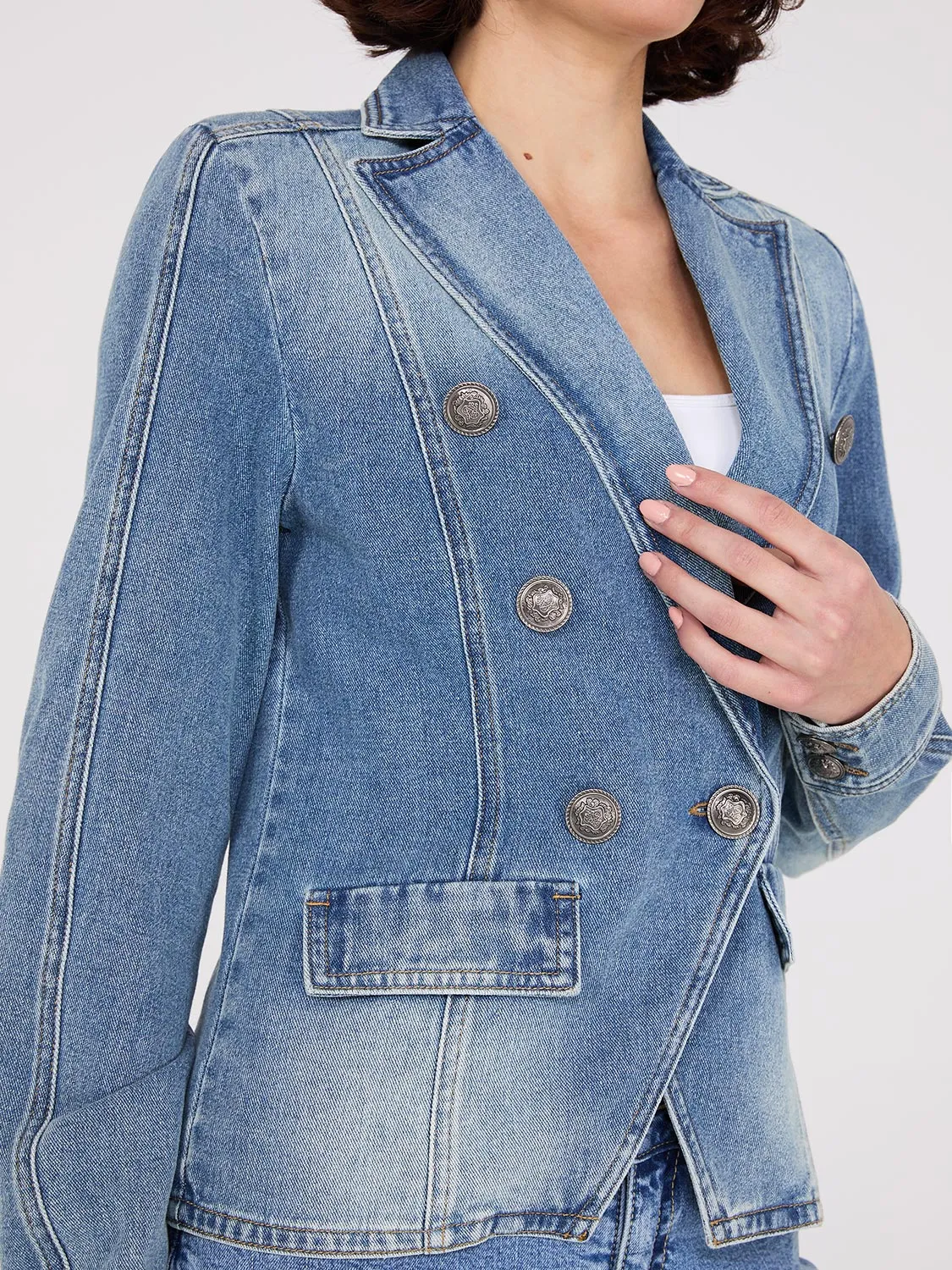 Denim Double-Breasted Blazer sold by Suzy Shier product image thumbnail 3