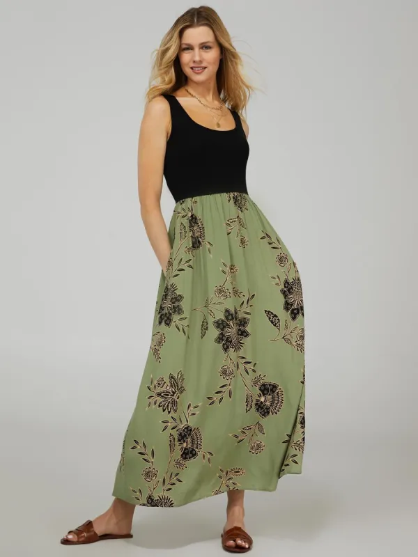 Sleeveless Printed Skirt Dress With Pockets sold by Suzy Shier