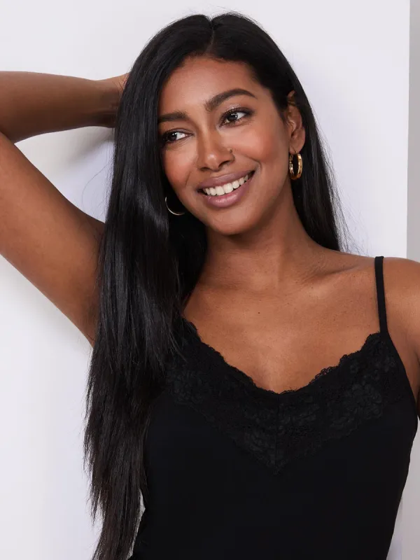 Lace Trim V-Neck Tank Top sold by Suzy Shier