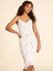 V-Neck Patterned Sequin Fitted Midi Dress sold by Suzy Shier