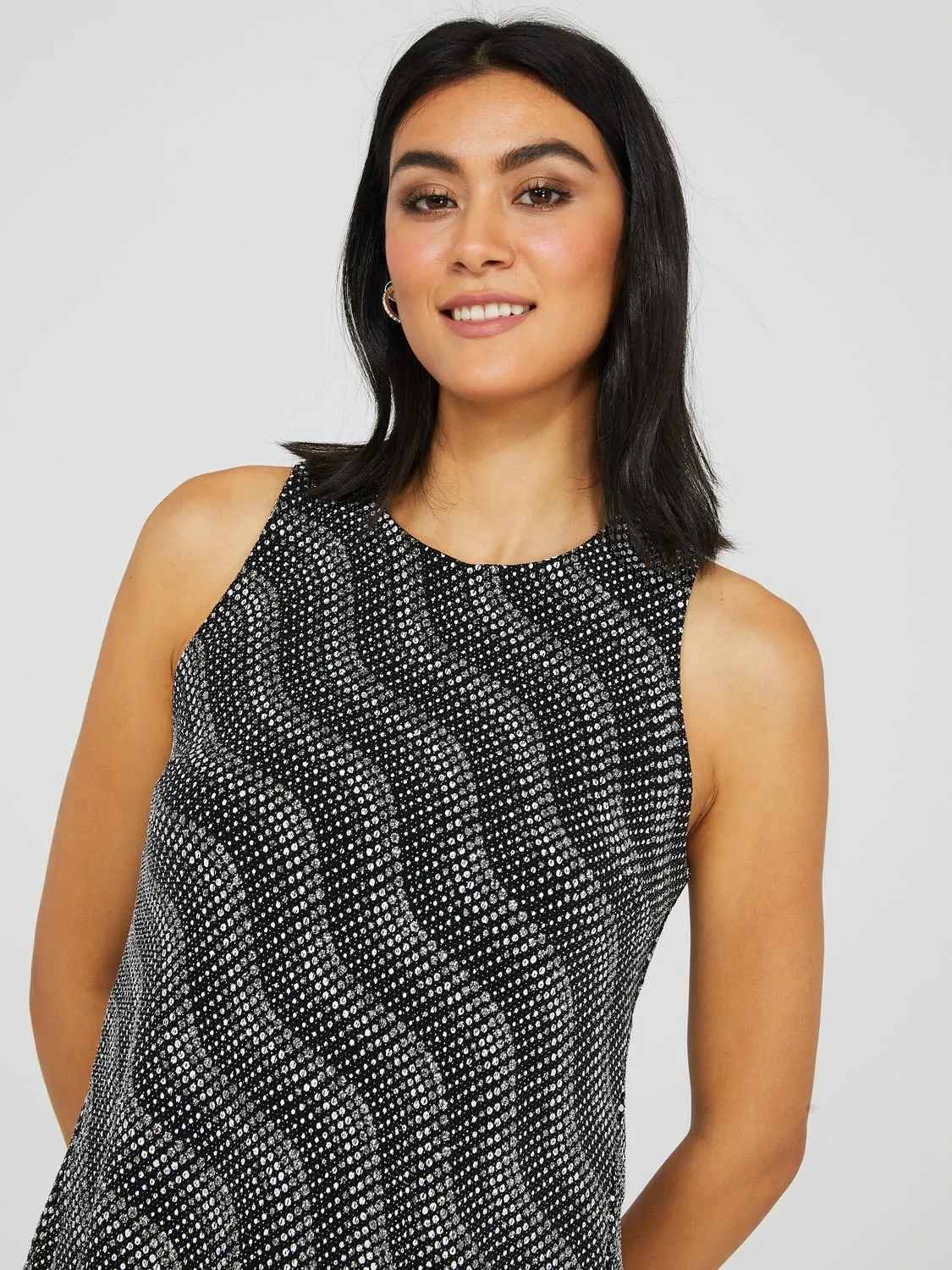 Abstract Glitter Sleeveless Open Back Top sold by Suzy Shier product image thumbnail 3