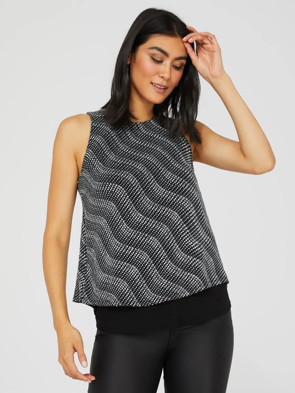 Abstract Glitter Sleeveless Open Back Top sold by Suzy Shier product image thumbnail 4