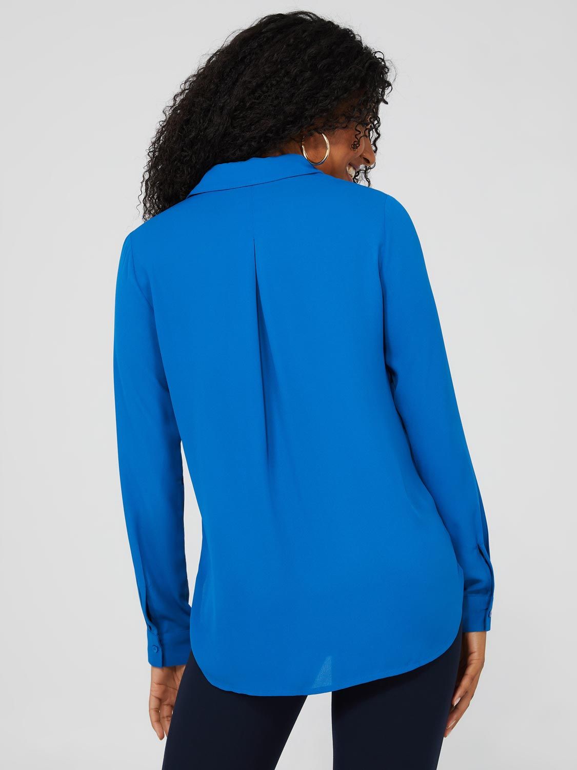 Crepe Long Sleeve Button-Front Blouse sold by Suzy Shier product image thumbnail 4