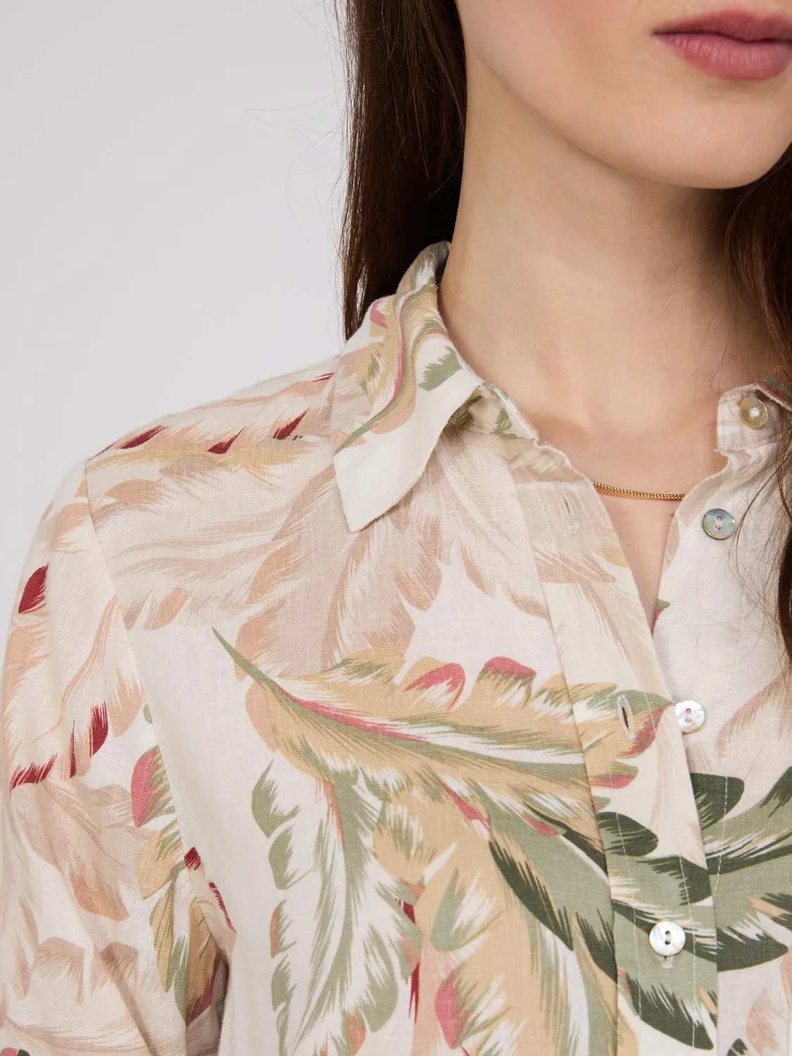 Tropical Linen Button-Front Blouse sold by Suzy Shier product image thumbnail 3