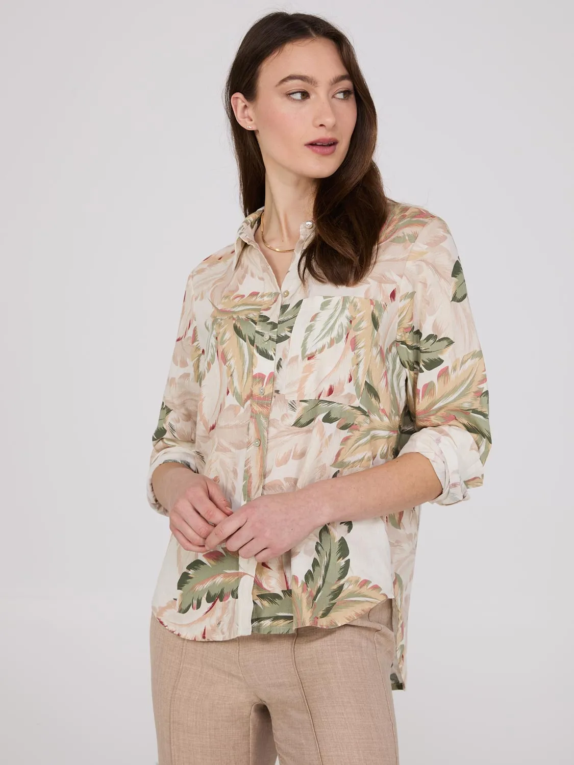 Tropical Linen Button-Front Blouse sold by Suzy Shier product image thumbnail 2