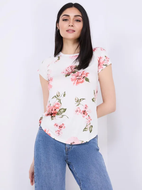 Floral Print Raglan Sleeve T-Shirt sold by Suzy Shier