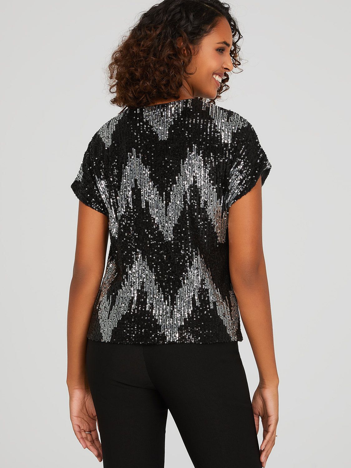 Dolman Sleeve Chevron Sequin Top sold by Suzy Shier product image thumbnail 4