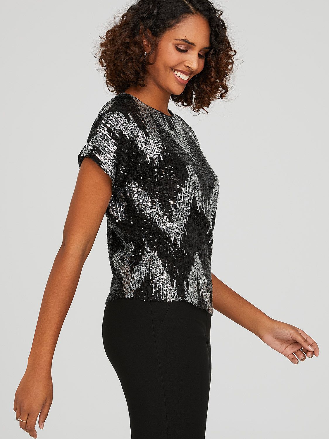 Dolman Sleeve Chevron Sequin Top sold by Suzy Shier product image thumbnail 3