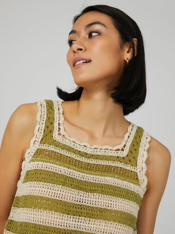 Sleeveless Square Neck Crochet Top sold by Suzy Shier