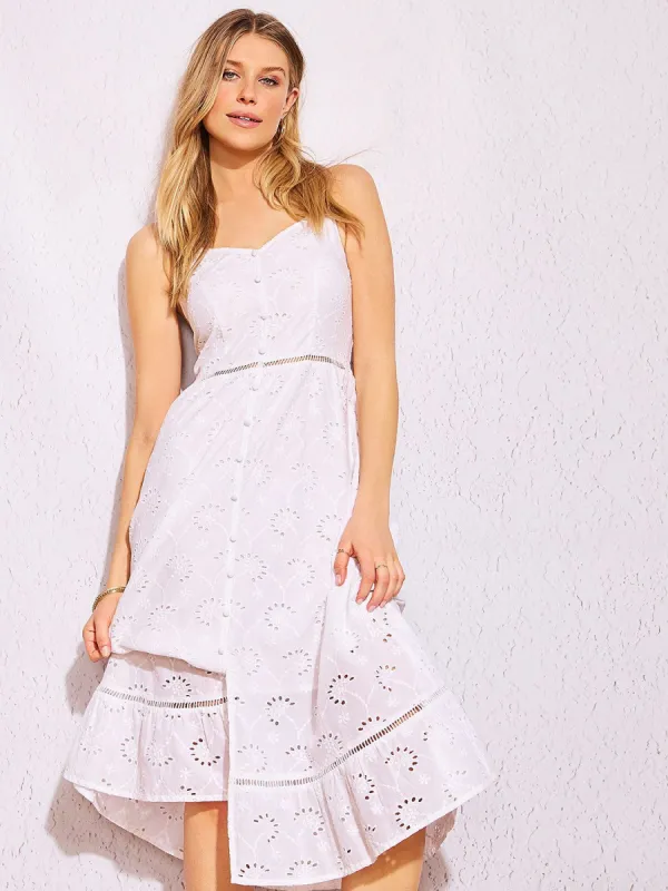 Eyelet Tiered Midi Dress sold by Suzy Shier