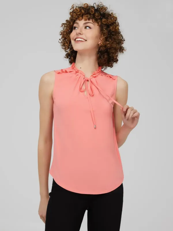Sleeveless V-Neck Top With Ruffle Detail sold by Suzy Shier