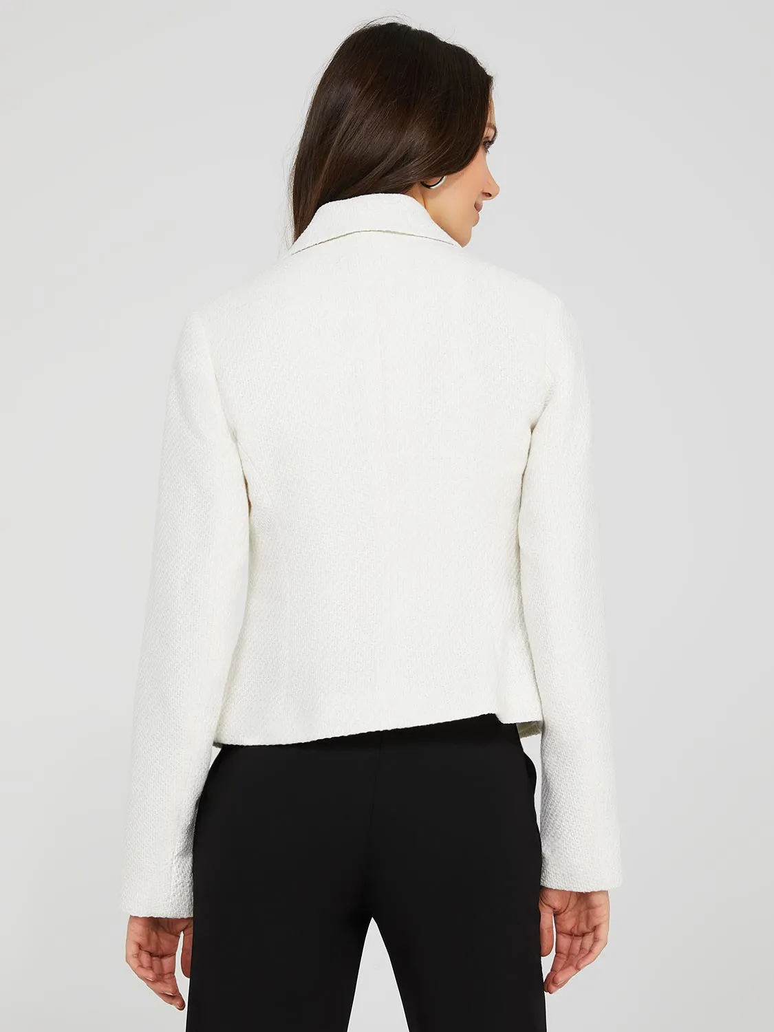 Waisted Metallic Double-Breasted Boucle Blazer sold by Suzy Shier product image thumbnail 5