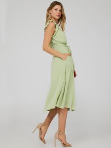 Flutter Sleeve Button-Front Midi Dress sold by Suzy Shier