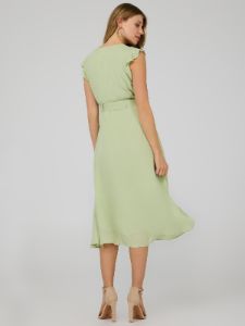 Flutter Sleeve Button-Front Midi Dress sold by Suzy Shier