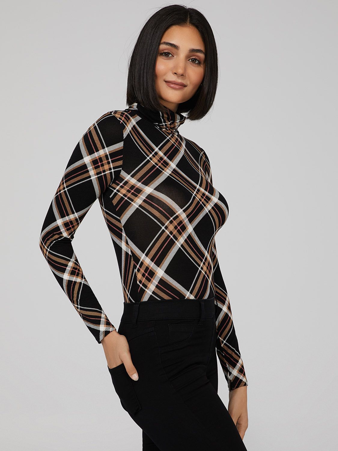Plaid Turtleneck Top sold by Suzy Shier product image thumbnail 3