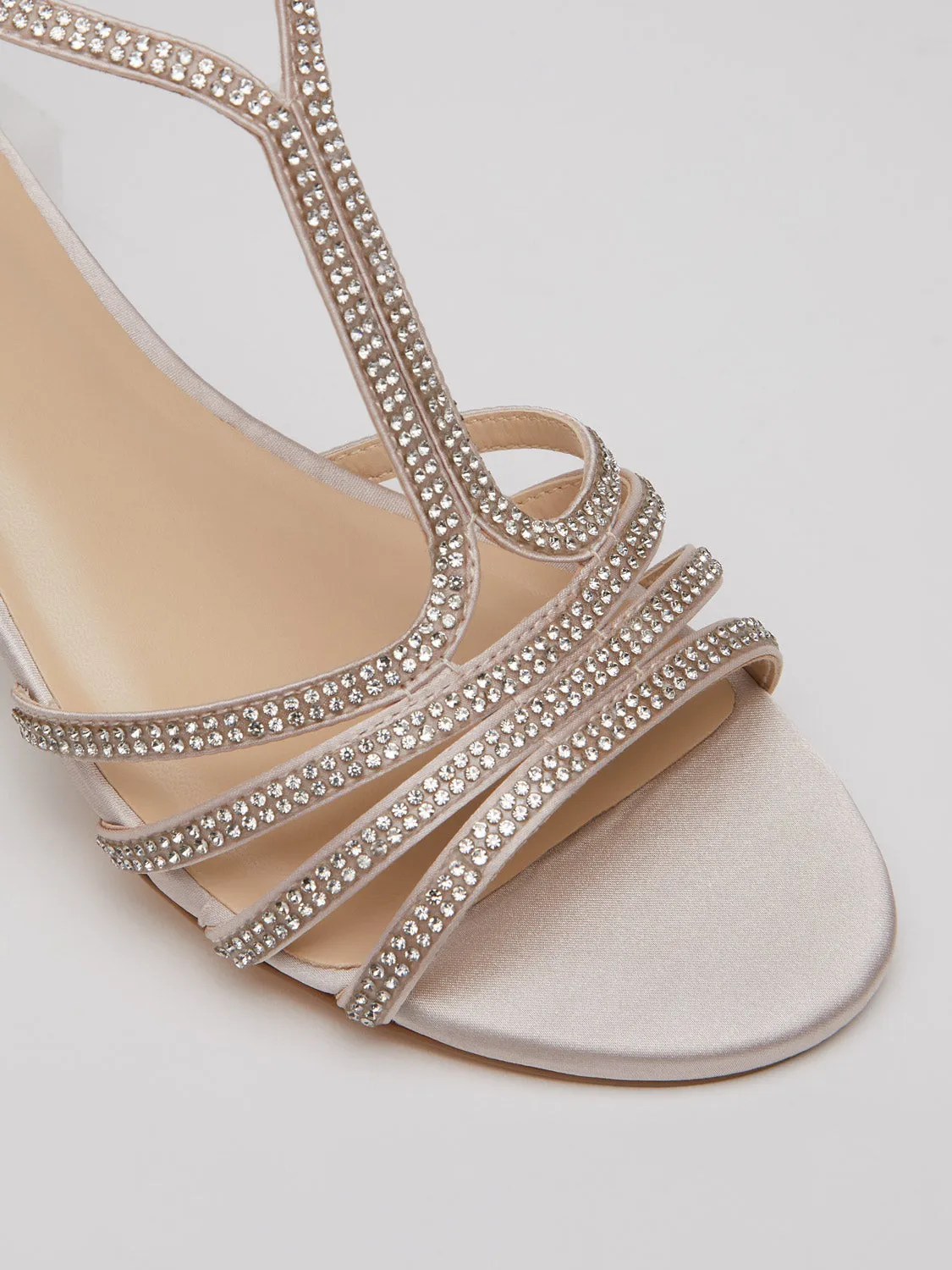 Jewelled Satin Round Toe T-Strap Wedge Sandal sold by Suzy Shier product image thumbnail 3