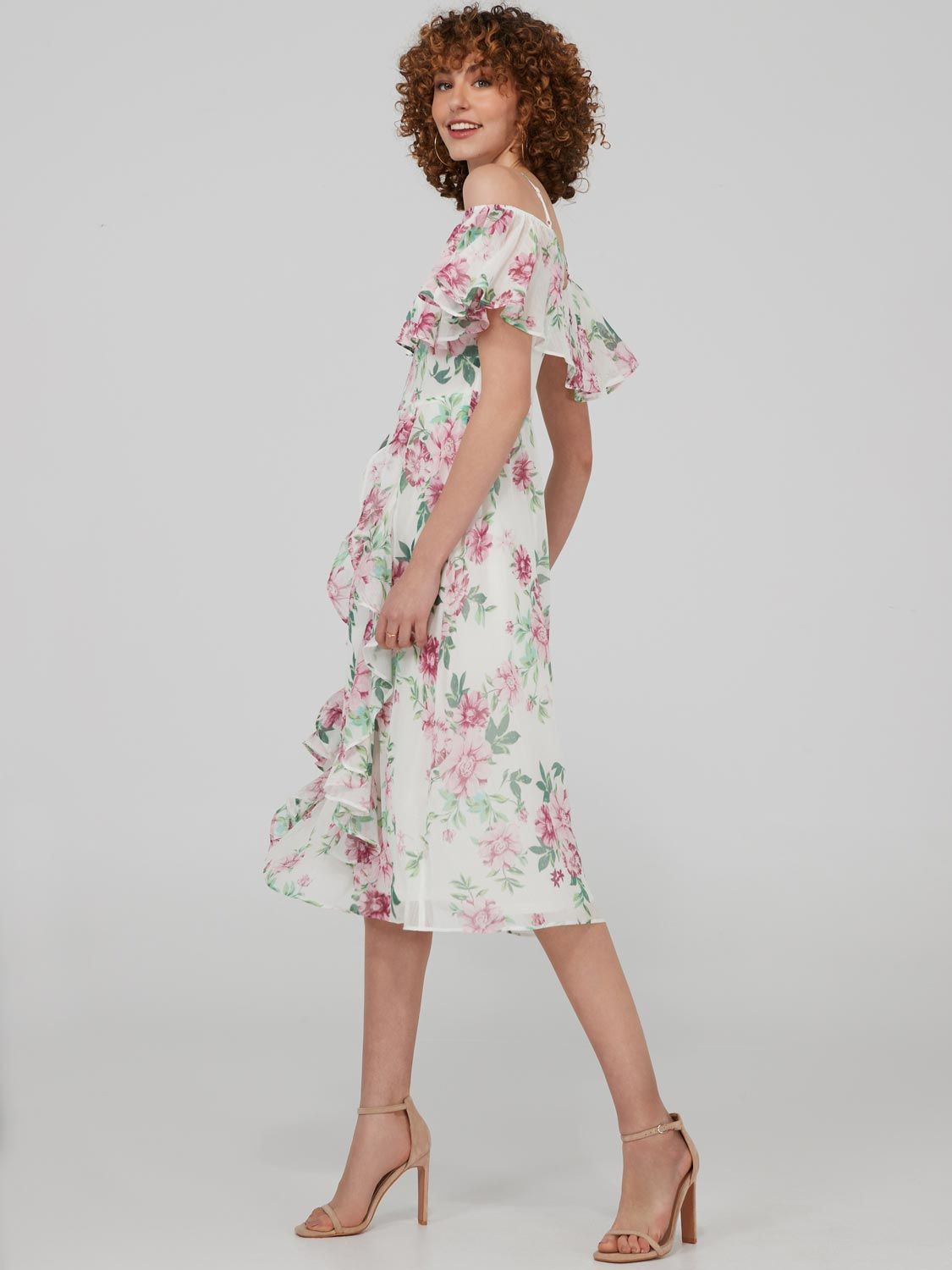 Floral Print Off-The-Shoulder Midi Dress With Ruffle Detail sold by Suzy Shier product image thumbnail 3