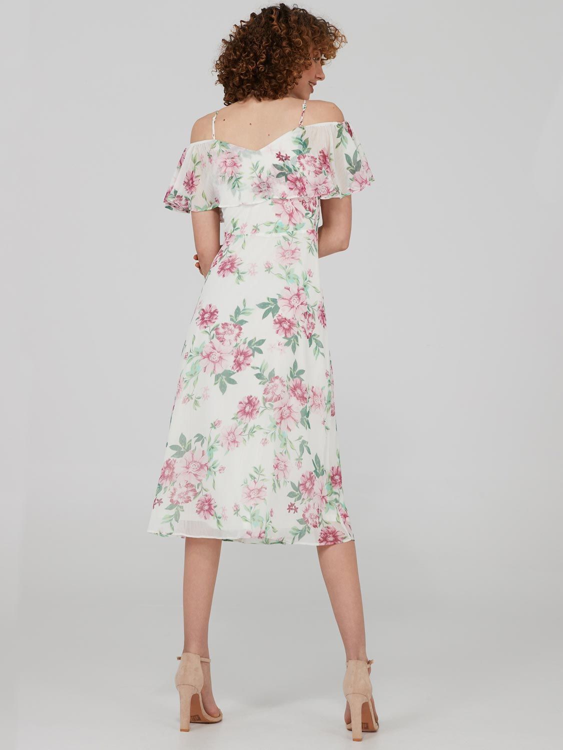 Floral Print Off-The-Shoulder Midi Dress With Ruffle Detail sold by Suzy Shier product image thumbnail 4