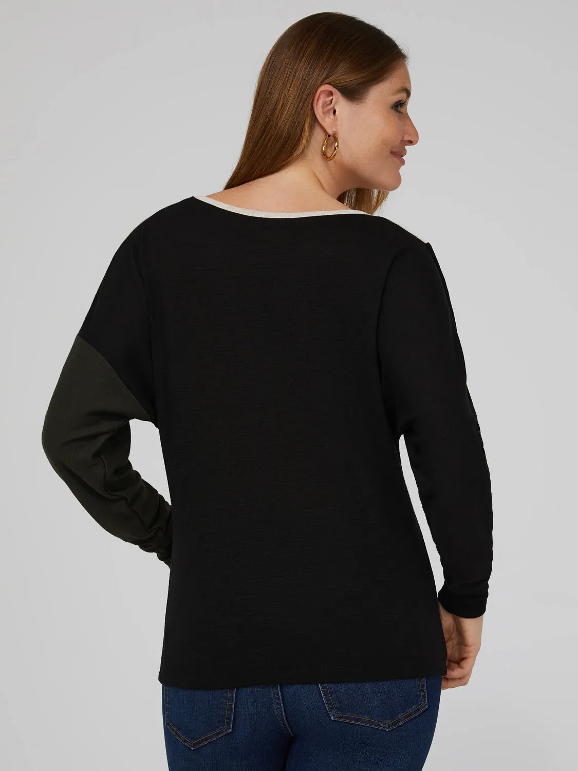 Long Dolman Sleeve Colourblock Top sold by Suzy Shier product image thumbnail 4