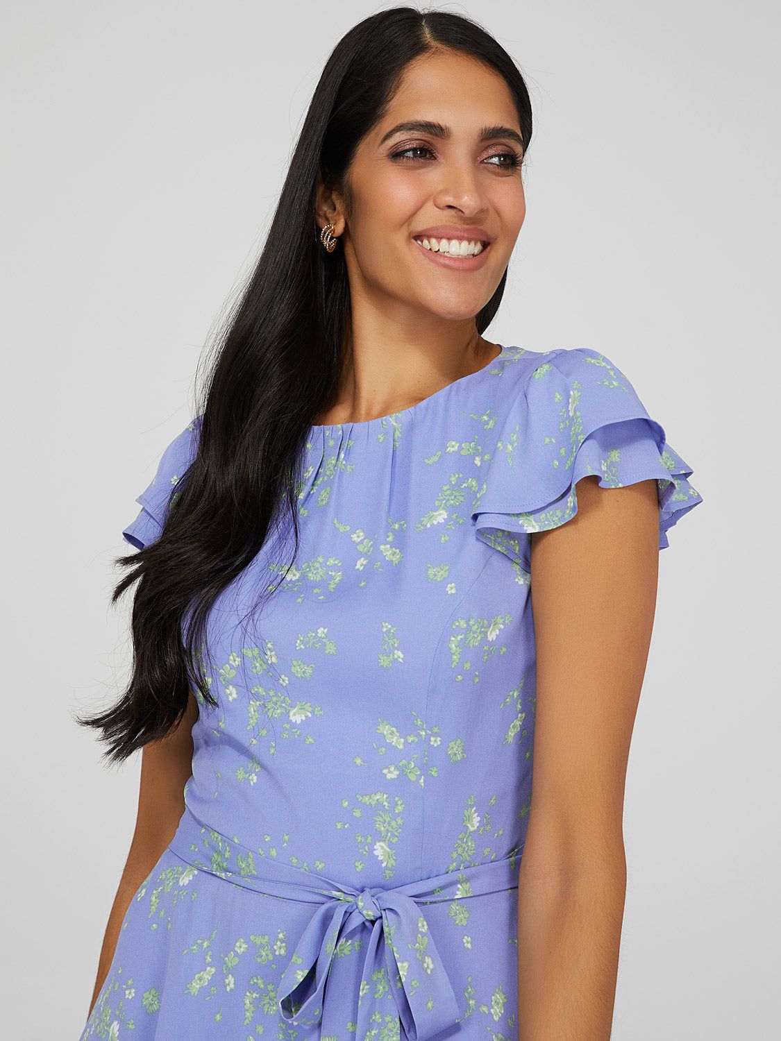 Printed Flutter Sleeve Fit & Flare Dress sold by Suzy Shier product image thumbnail 3