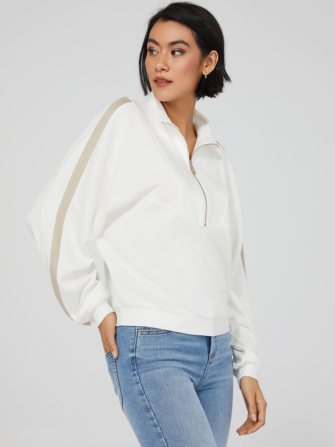 Long Sleeve Half-Zip Mock Neck Sweatshirt sold by Suzy Shier product image thumbnail 3