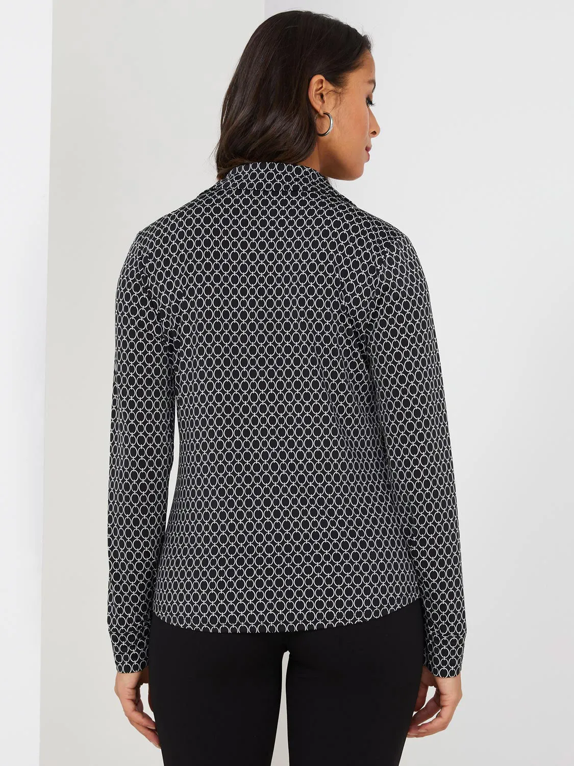 Geometric Print Button-Front Blouse sold by Suzy Shier product image thumbnail 5