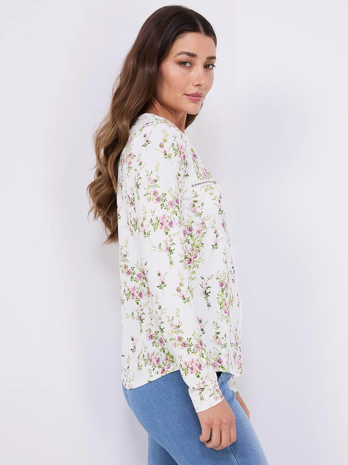 Floral Print Notch Collar Top sold by Suzy Shier product image thumbnail 4