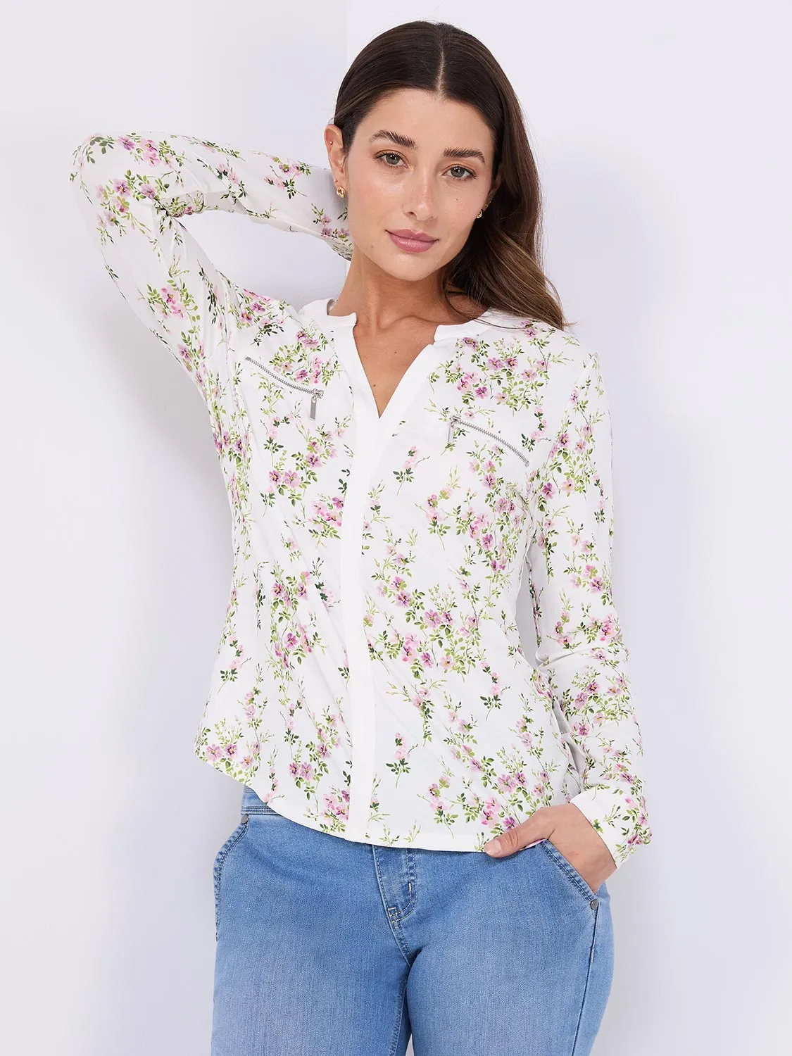 Floral Print Notch Collar Top sold by Suzy Shier product image thumbnail 3