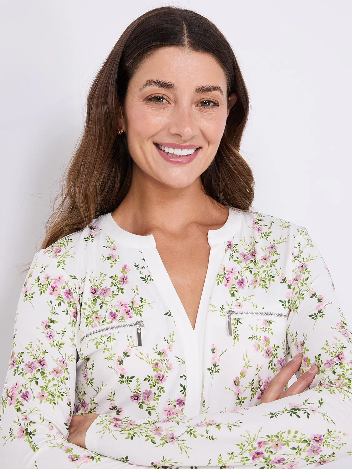 Floral Print Notch Collar Top sold by Suzy Shier product image thumbnail 2