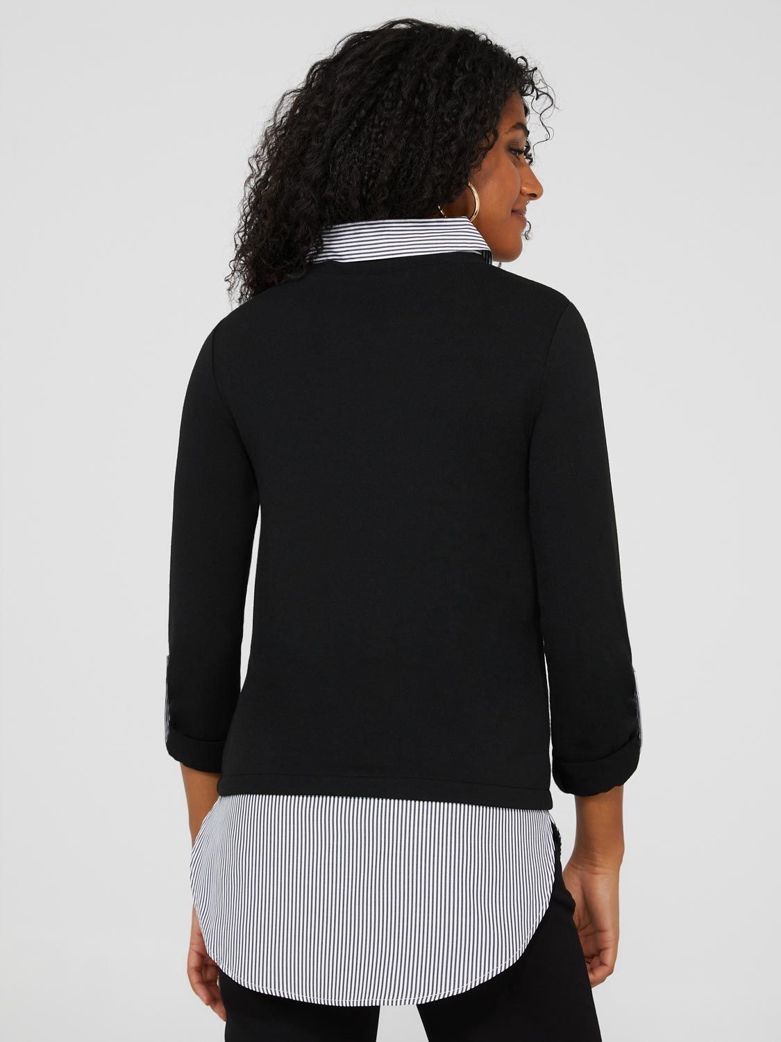 2-Fer Knit Top With Striped Blouse sold by Suzy Shier product image thumbnail 5