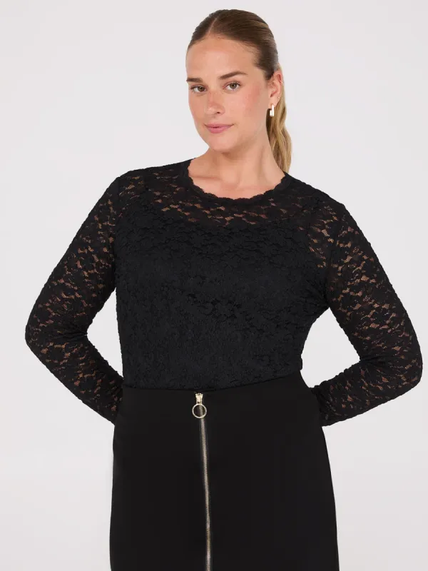 Bubble Lace Long Sleeve Top With Cami sold by Suzy Shier