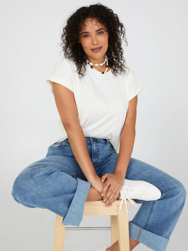 Short Cuffed Dolman Sleeve T-Shirt sold by Suzy Shier