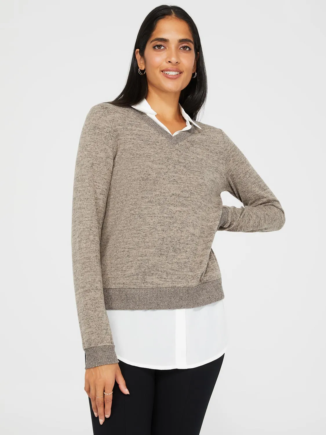 2-Fer Chiffon Long Sleeve Top sold by Suzy Shier product image thumbnail 3