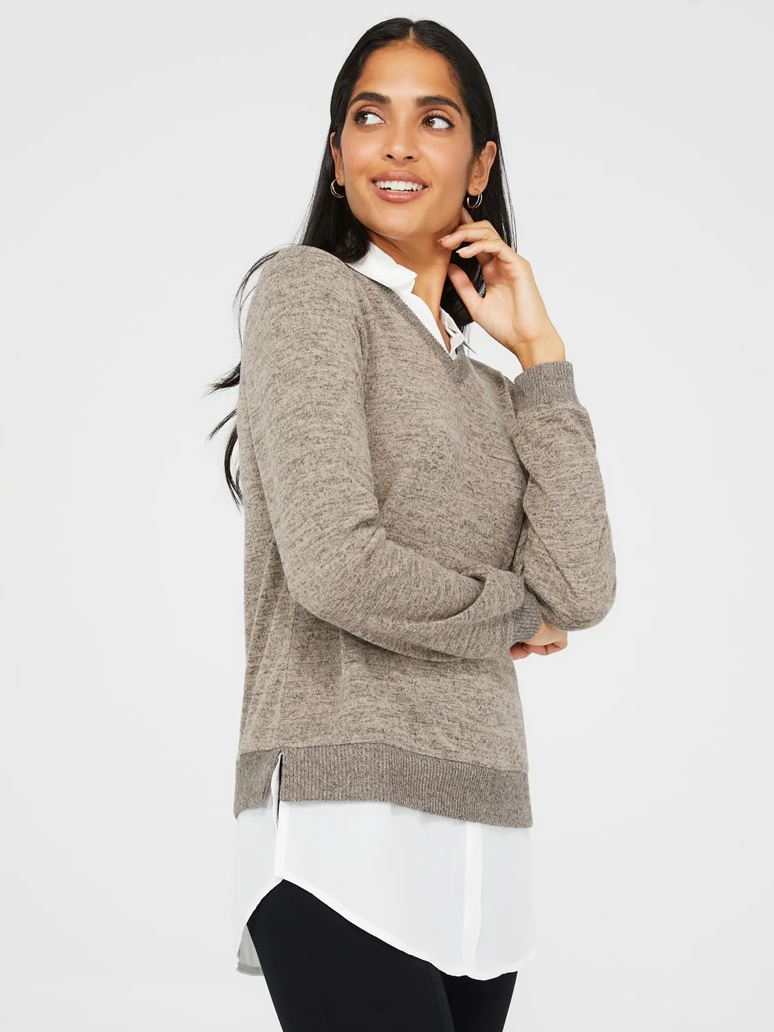 2-Fer Chiffon Long Sleeve Top sold by Suzy Shier