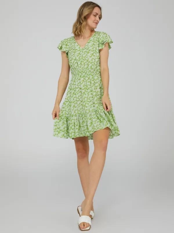Floral Print V-Neck Mini Dress With Flutter Sleeves sold by Suzy Shier