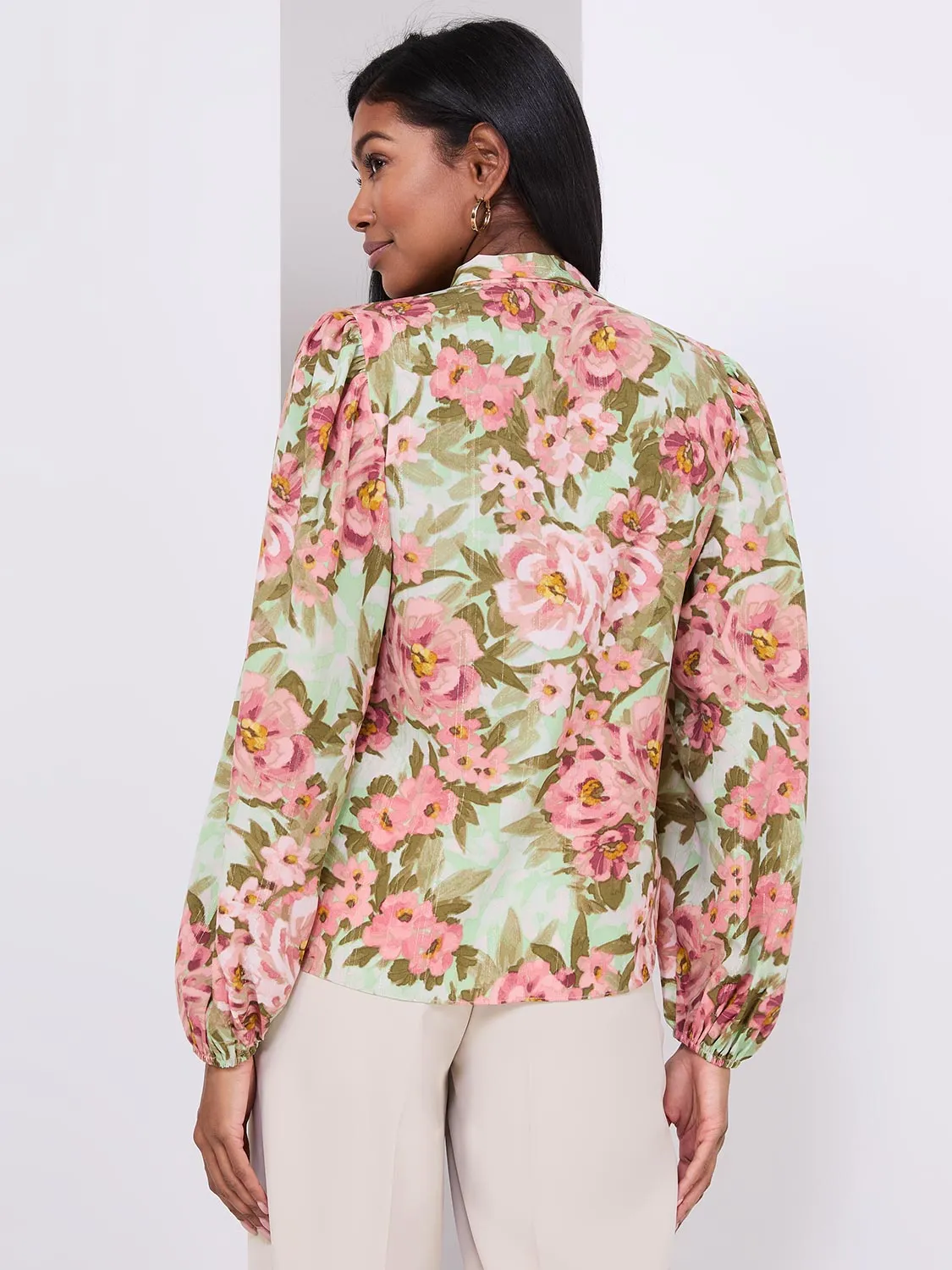 Printed Popover Bow Blouse sold by Suzy Shier product image thumbnail 5