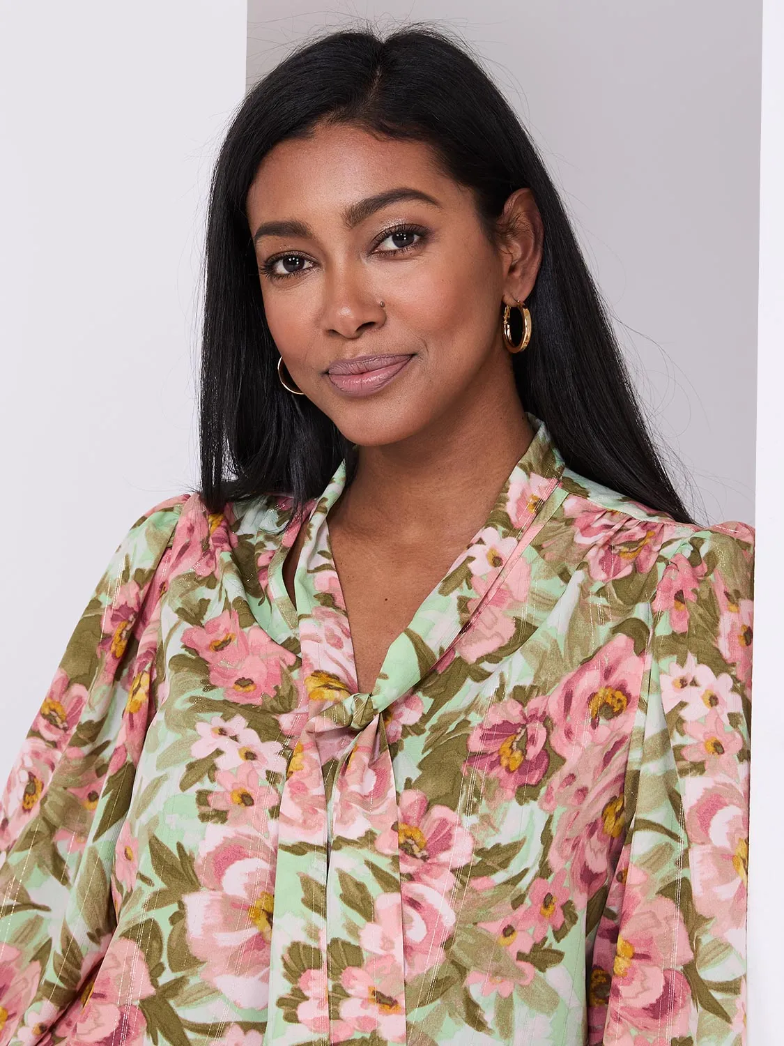 Printed Popover Bow Blouse sold by Suzy Shier product image thumbnail 2