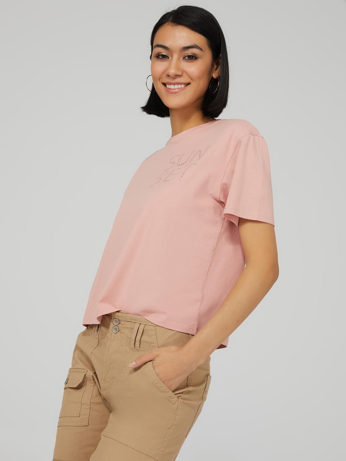 "Sunset" Embroidered Short Sleeve T-Shirt sold by Suzy Shier product image thumbnail 3