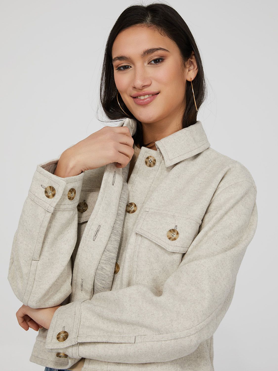 Short Wool Jacket With Pockets sold by Suzy Shier product image thumbnail 2