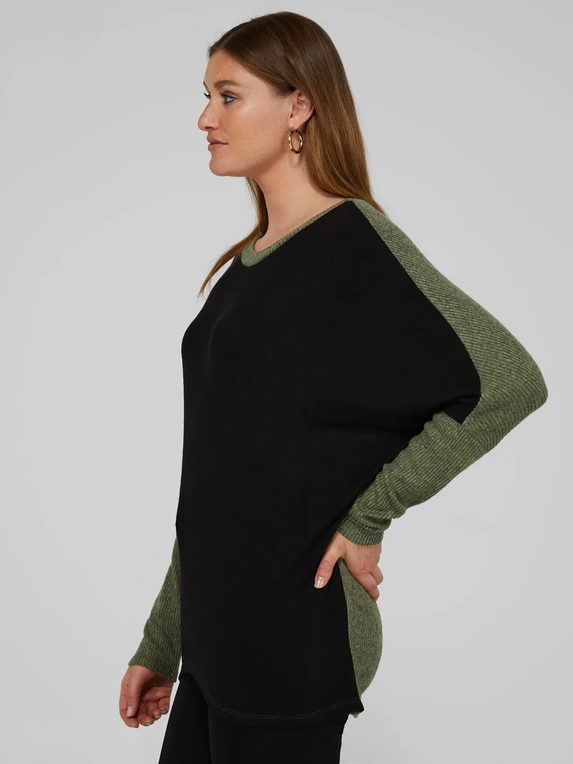 Long Dolman Sleeve Colourblock Top sold by Suzy Shier product image thumbnail 2